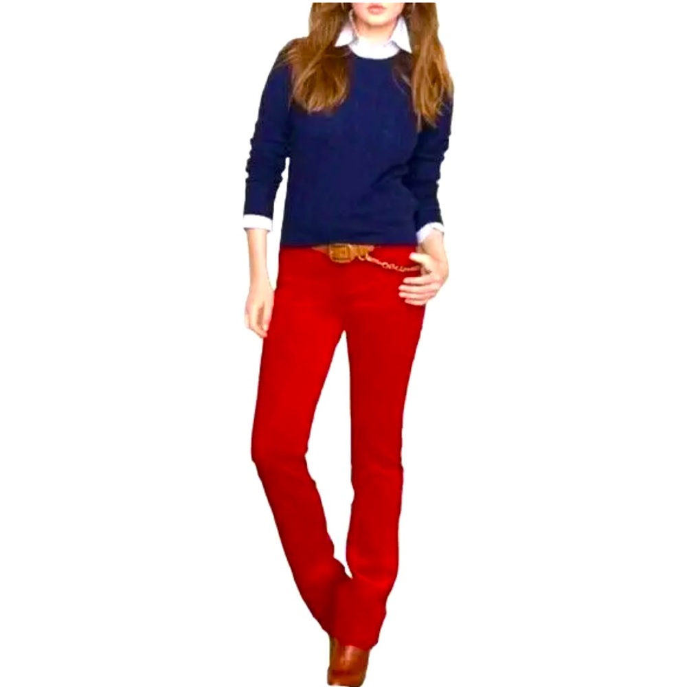 RALPH LAUREN Cute Red Cotton Stretch 5-Pocket Straight Leg Pants Size 6P NEW!!!